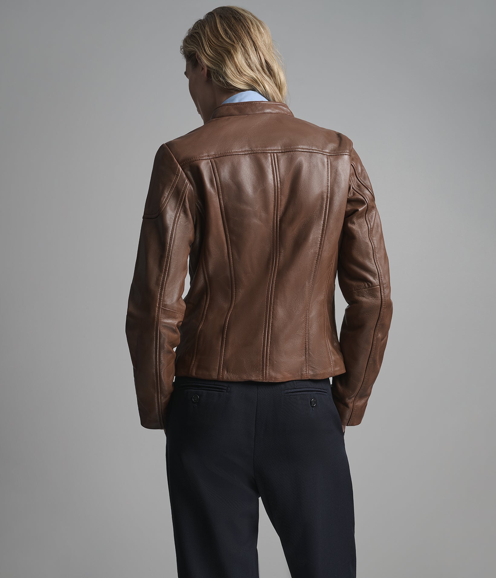Caitlin Leather Scuba Jacket