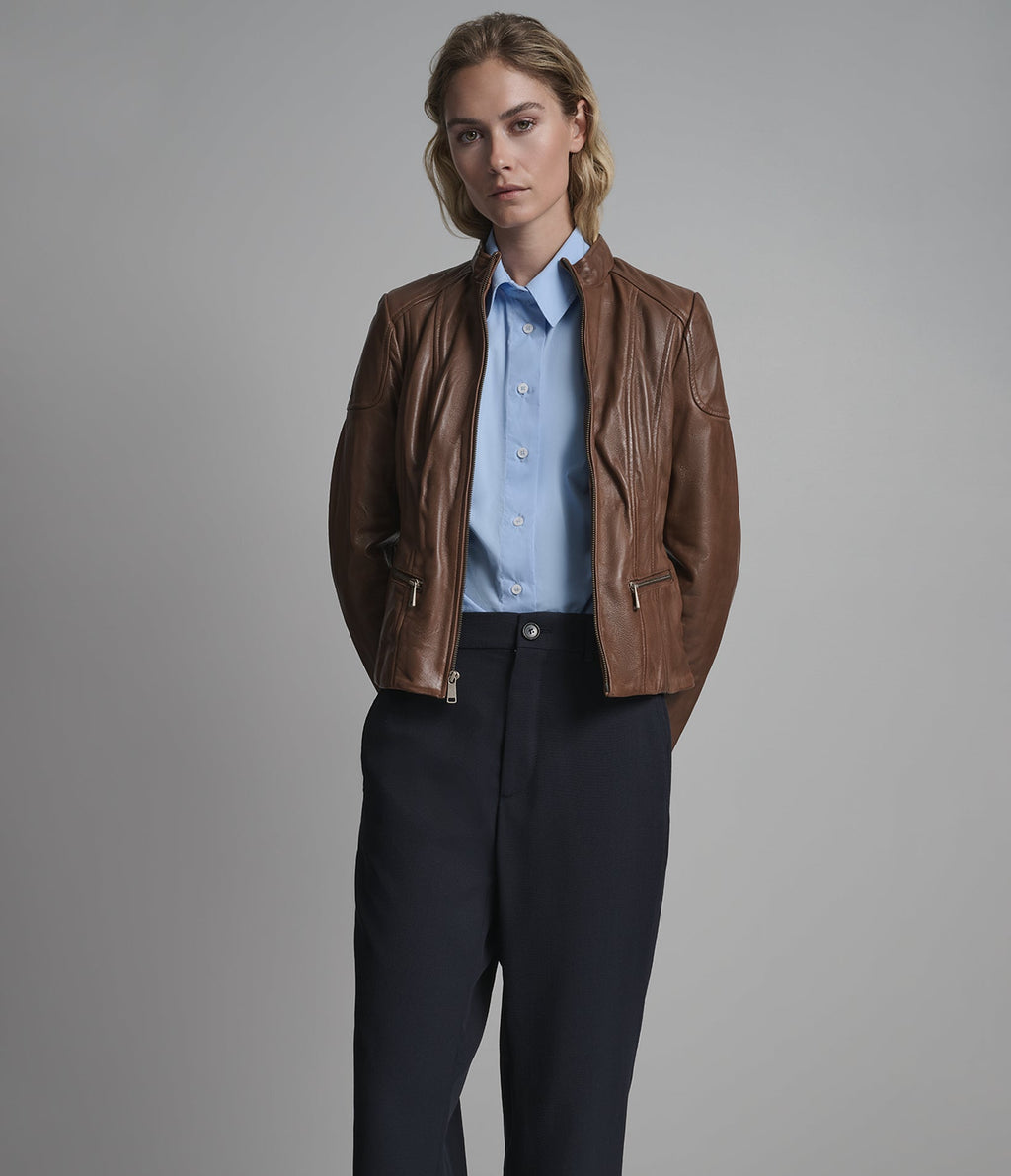 Caitlin Leather Scuba Jacket