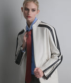 Gianna Leather Striped Racer Jacket