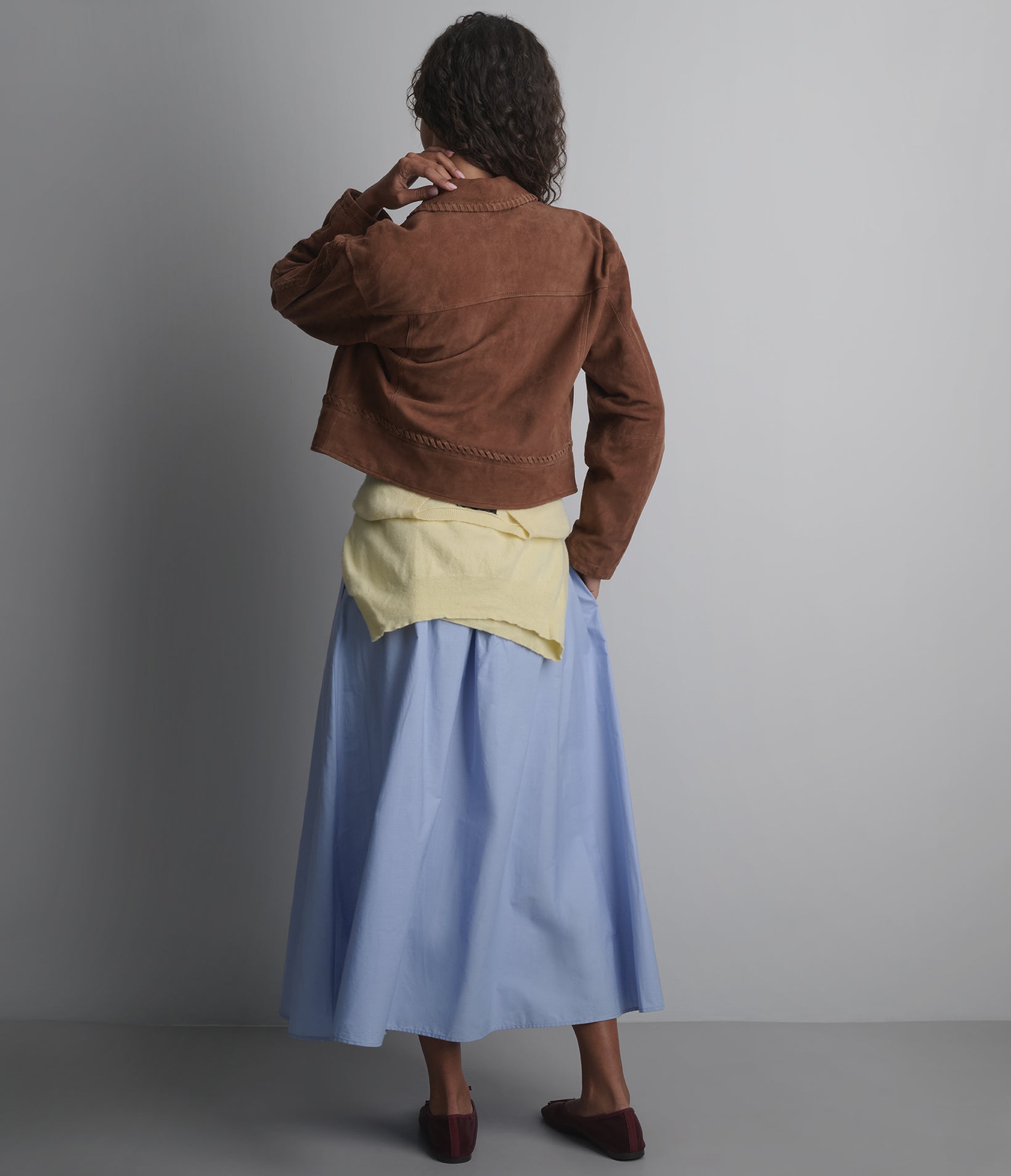 Vivianne Whipstitched Suede Trucker Jacket