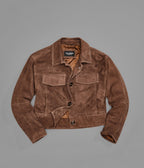 Vivianne Whipstitched Suede Trucker Jacket