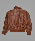 Maggie Cropped Lightweight Leather Aviator Jacket