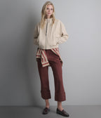 Twila Cropped Leather Bomber Jacket