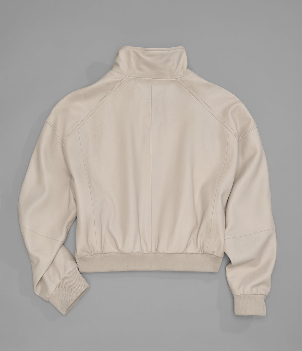 Twila Cropped Leather Bomber Jacket