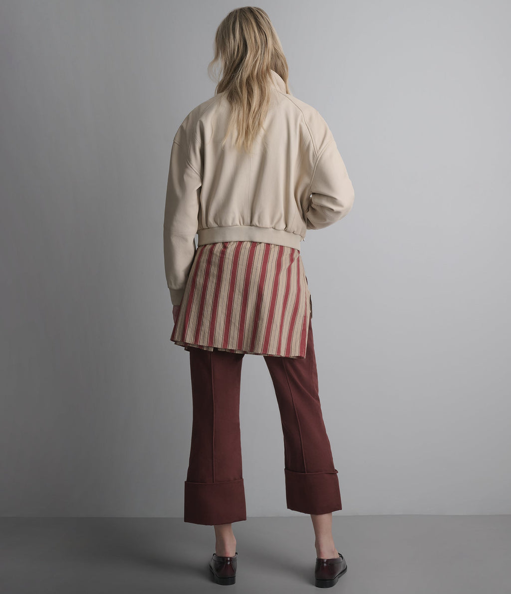 Twila Cropped Leather Bomber Jacket