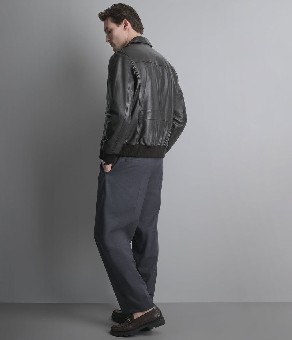 Chris Leather Bomber Jacket