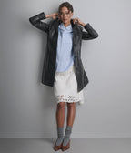 Nora Button Down Leather Trench Coat