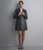 Nora Button Down Leather Trench Coat