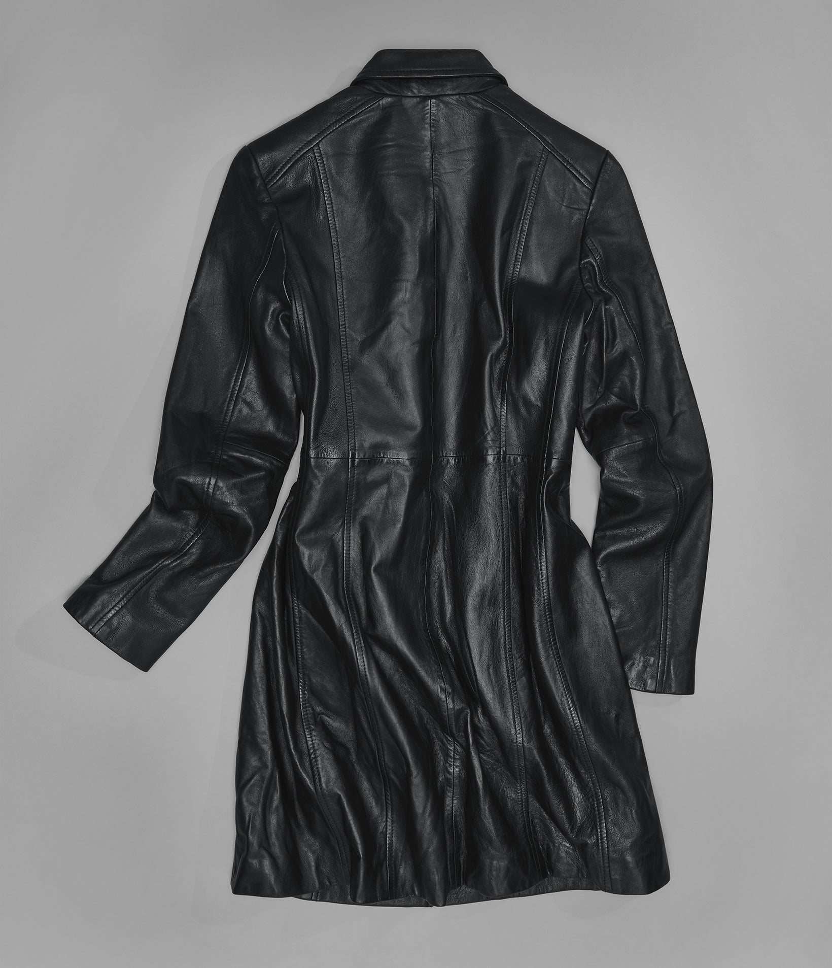 Nora Button Down Leather Trench Coat