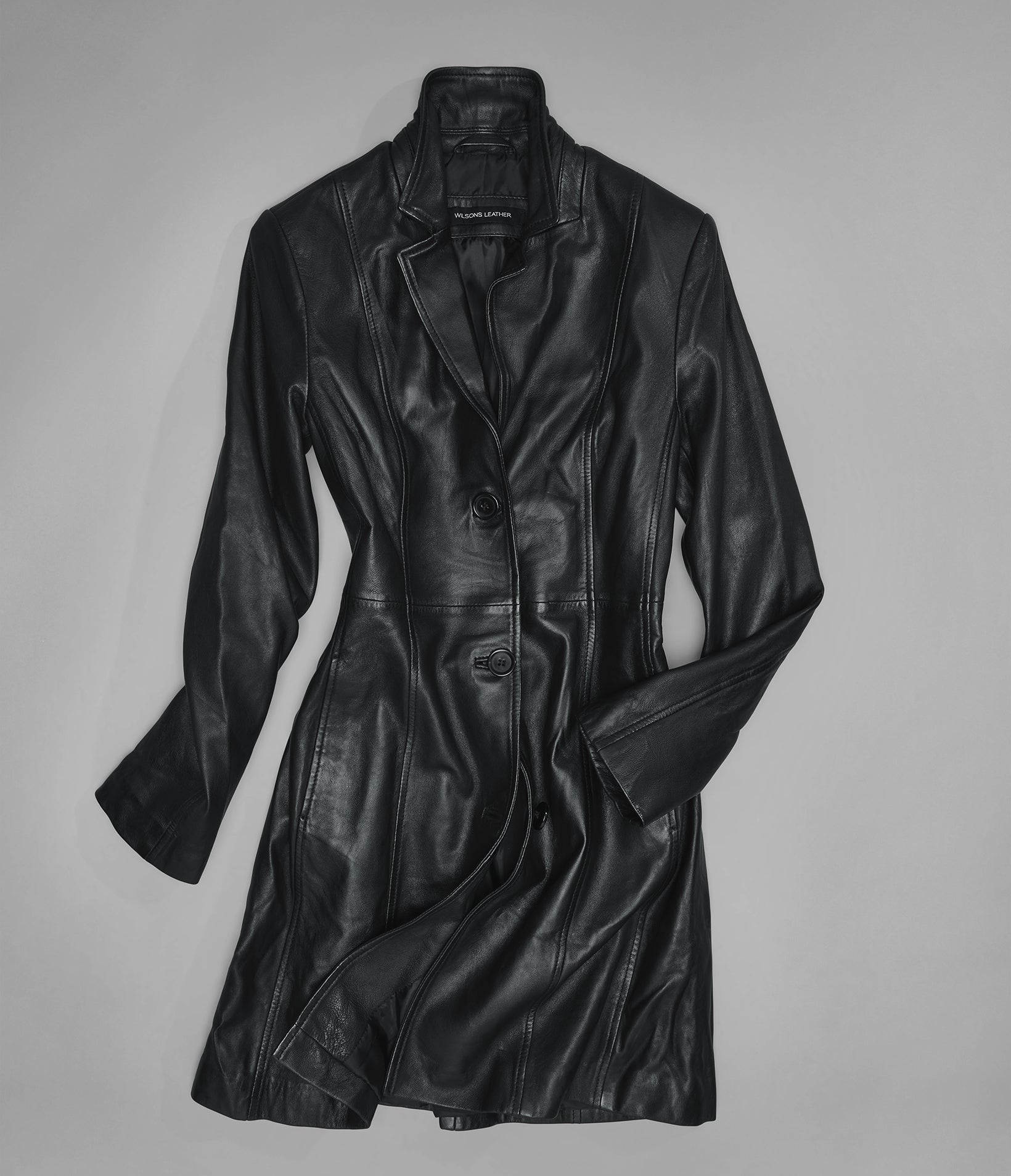 Nora Button Down Leather Trench Coat
