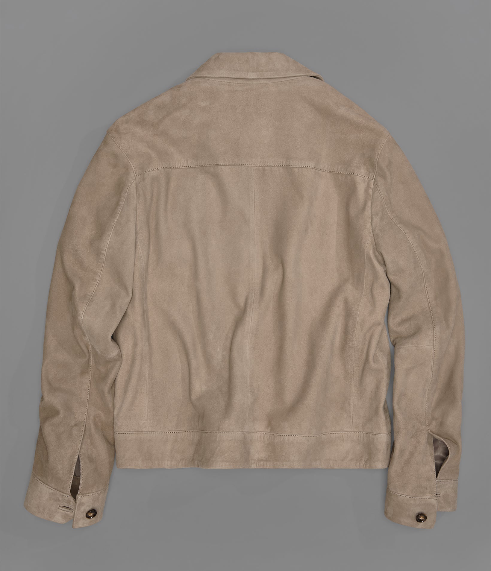 Banks Suede Zip Shirt Jacket in Sand, back view