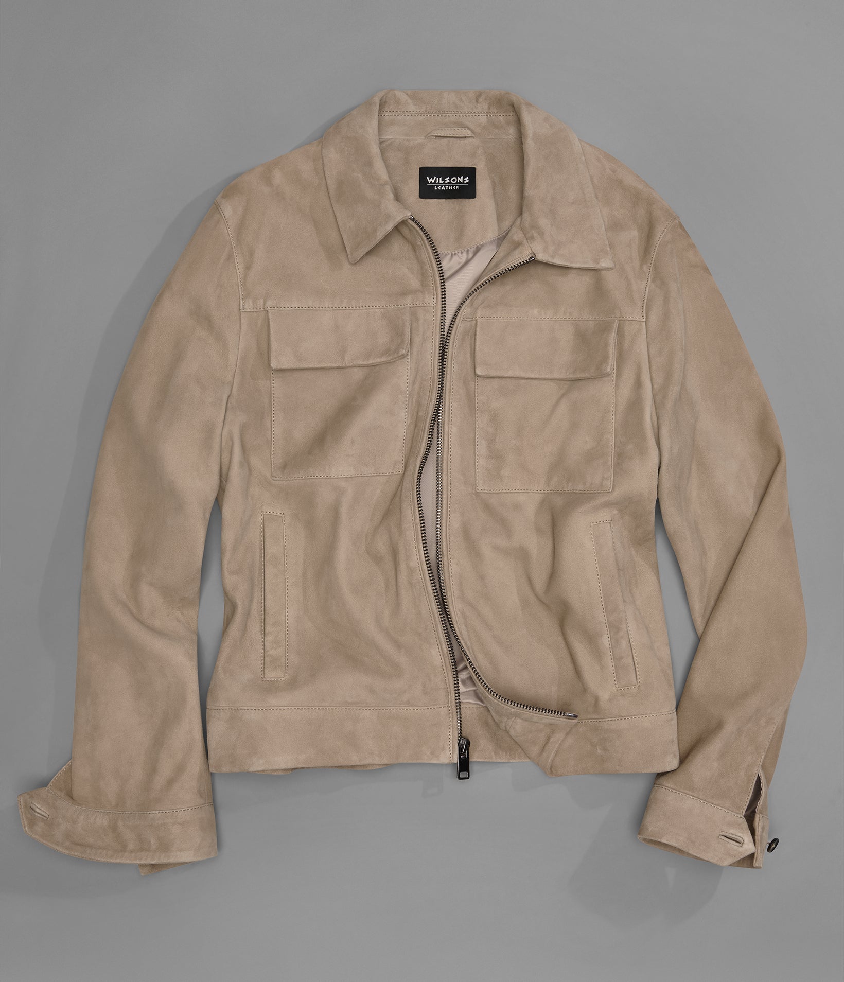 Banks Suede Zip Shirt Jacket in Sand