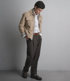 Banks Suede Zip Shirt Jacket in Sand, side view