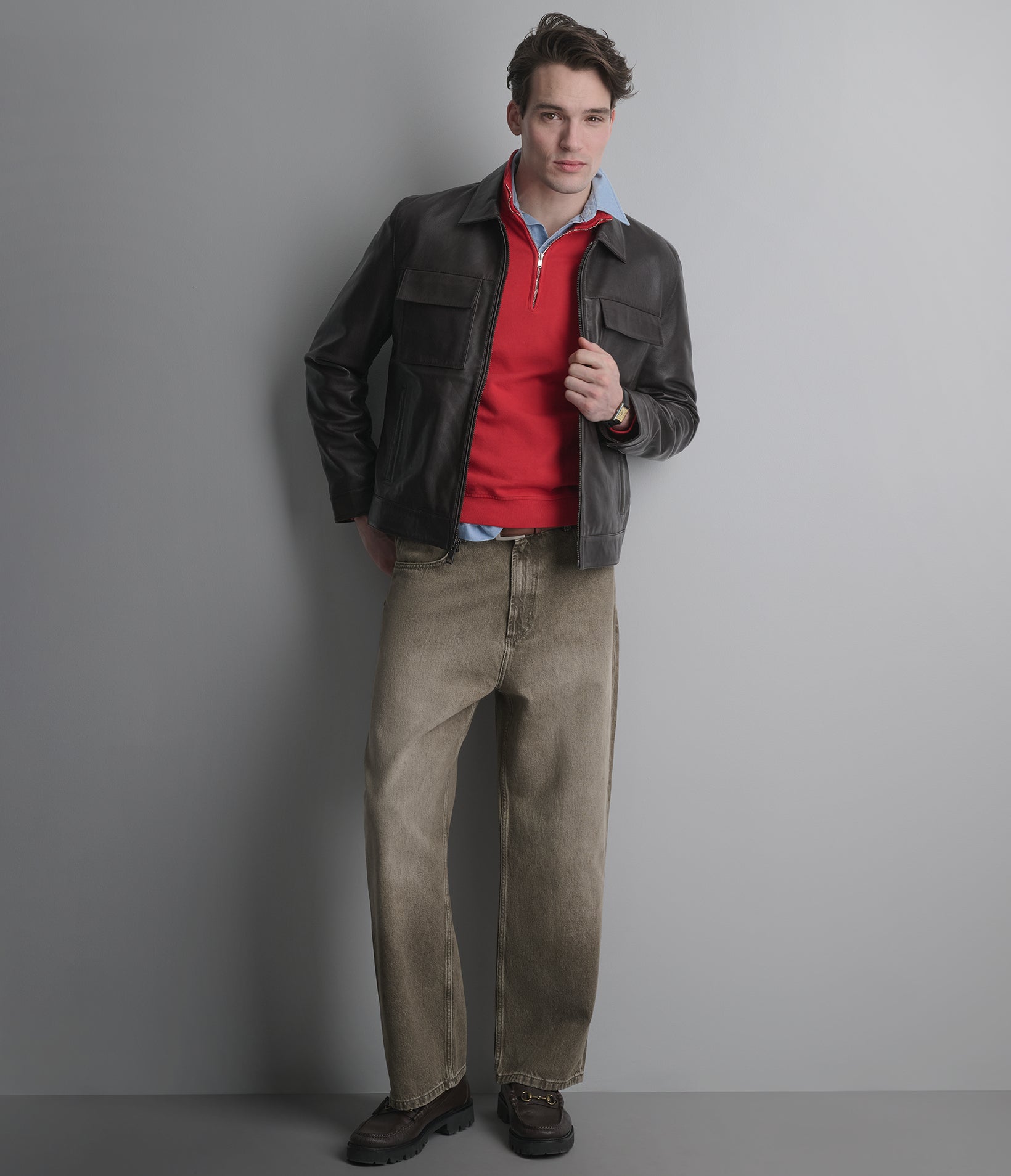 Emerson Leather Zip Shirt Jacket
