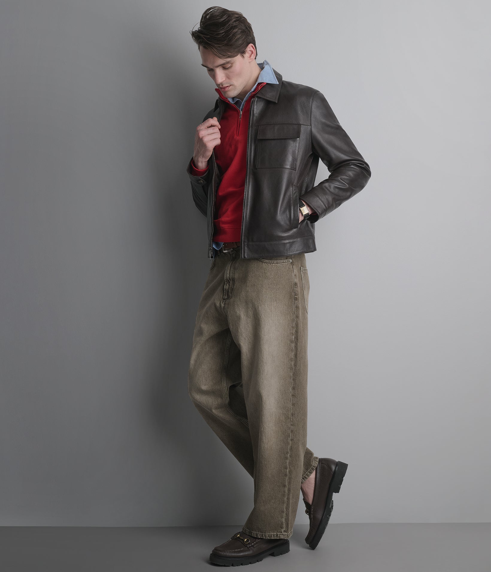 Emerson Leather Zip Shirt Jacket