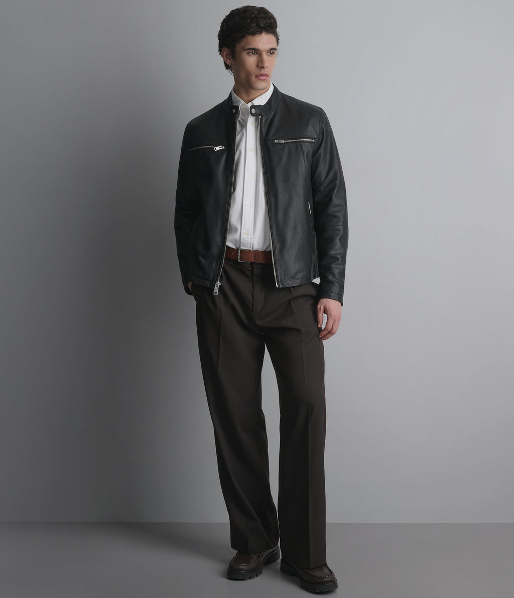 Quinton Lightweight Leather Racer Jacket