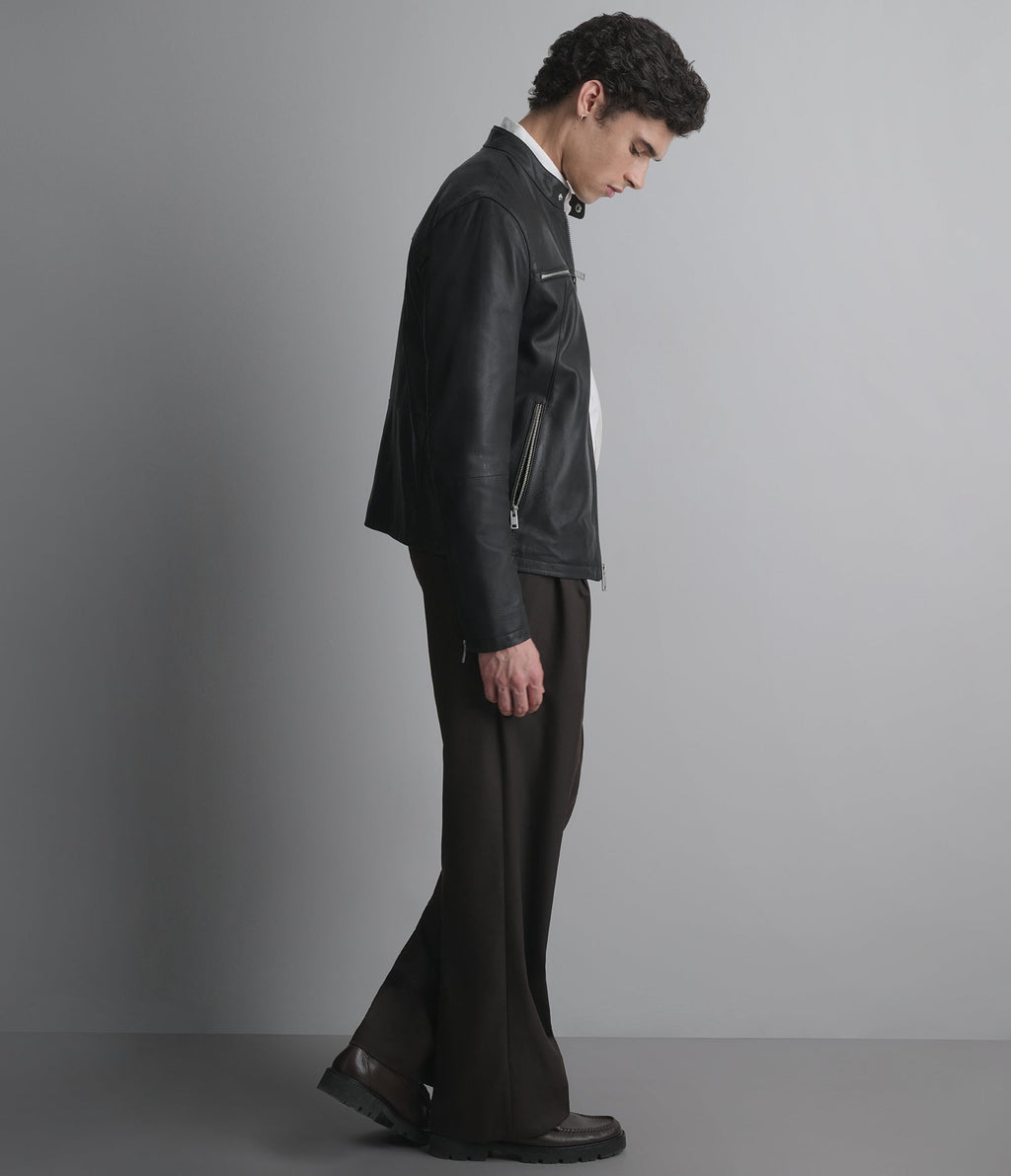 Quinton Lightweight Leather Racer Jacket