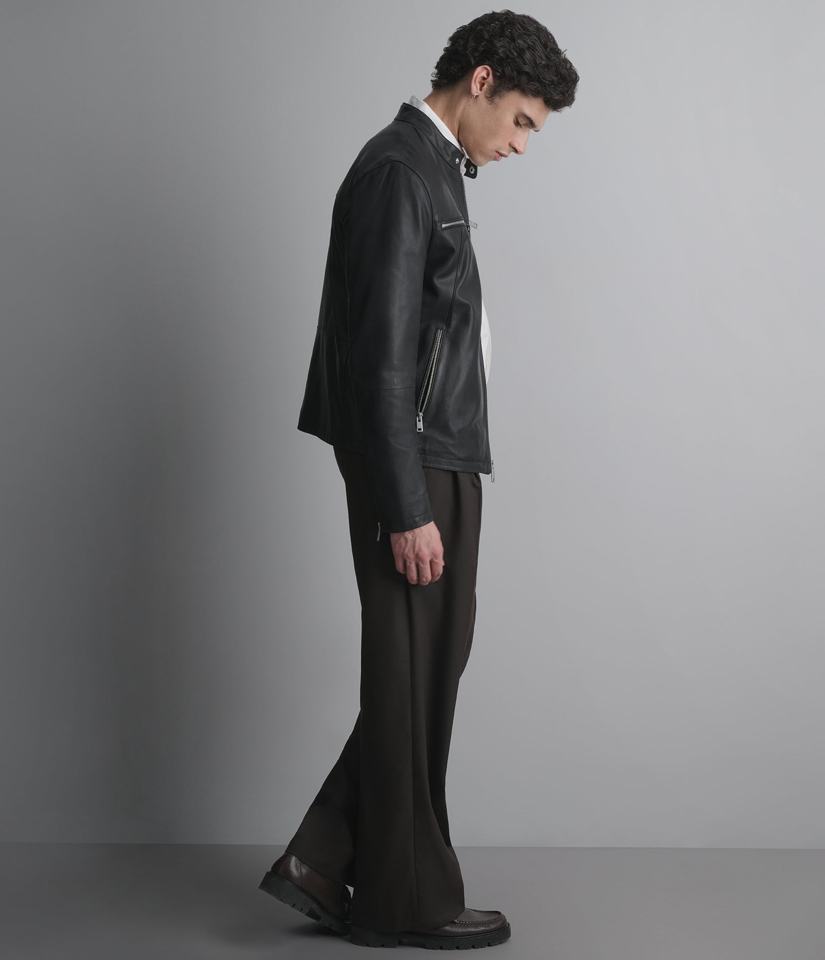Quinton Lightweight Leather Racer Jacket