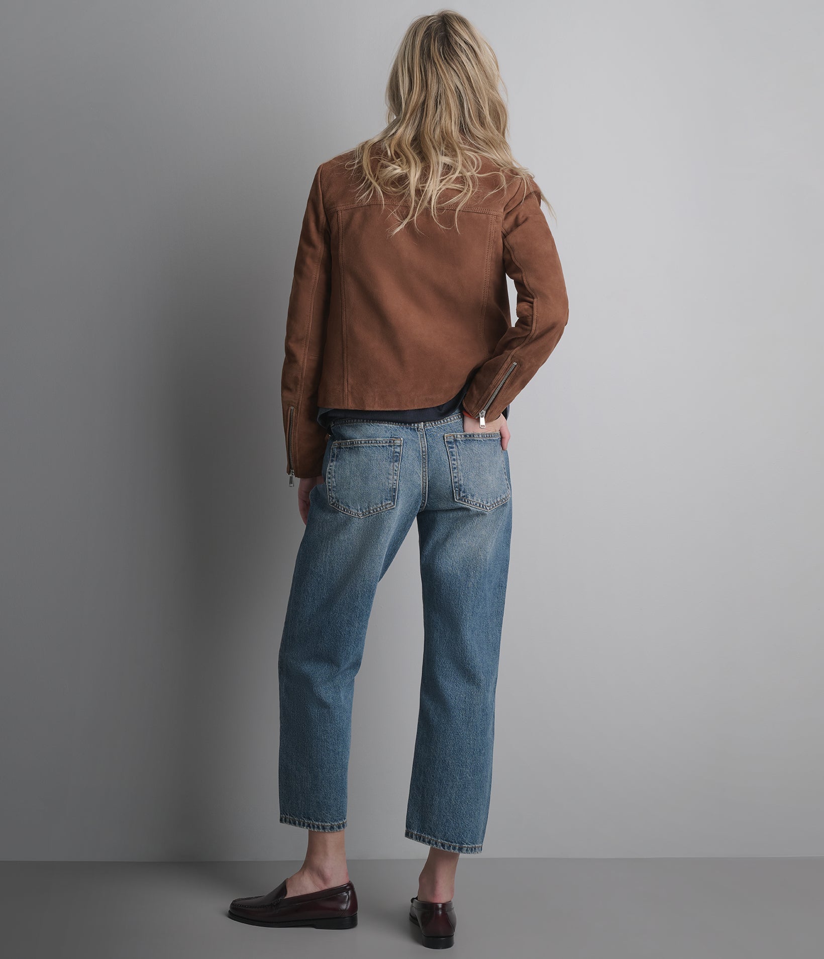 Monty Suede Shirt Collar Zip Jacket