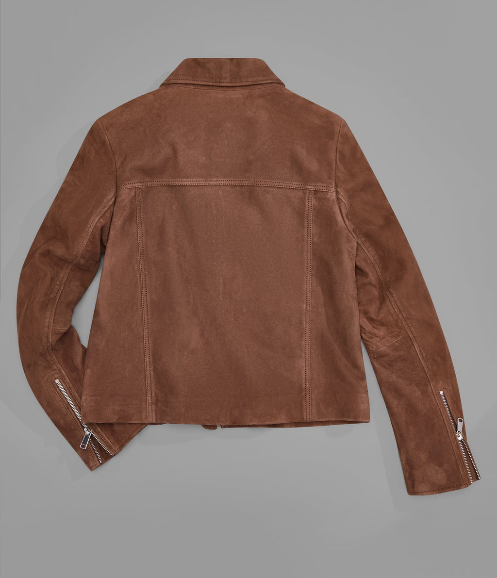 Monty Suede Shirt Collar Zip Jacket