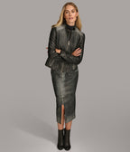Alora Leather Combo Racer Jacket