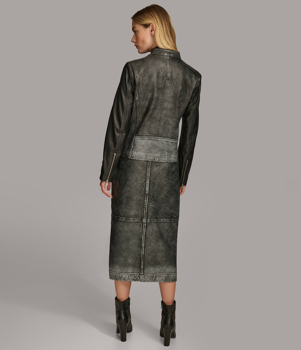 Alora Leather Combo Racer Jacket