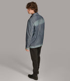Nolan Leather Denim Shirt Jacket