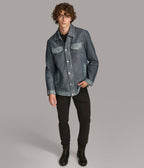 Nolan Leather Denim Shirt Jacket