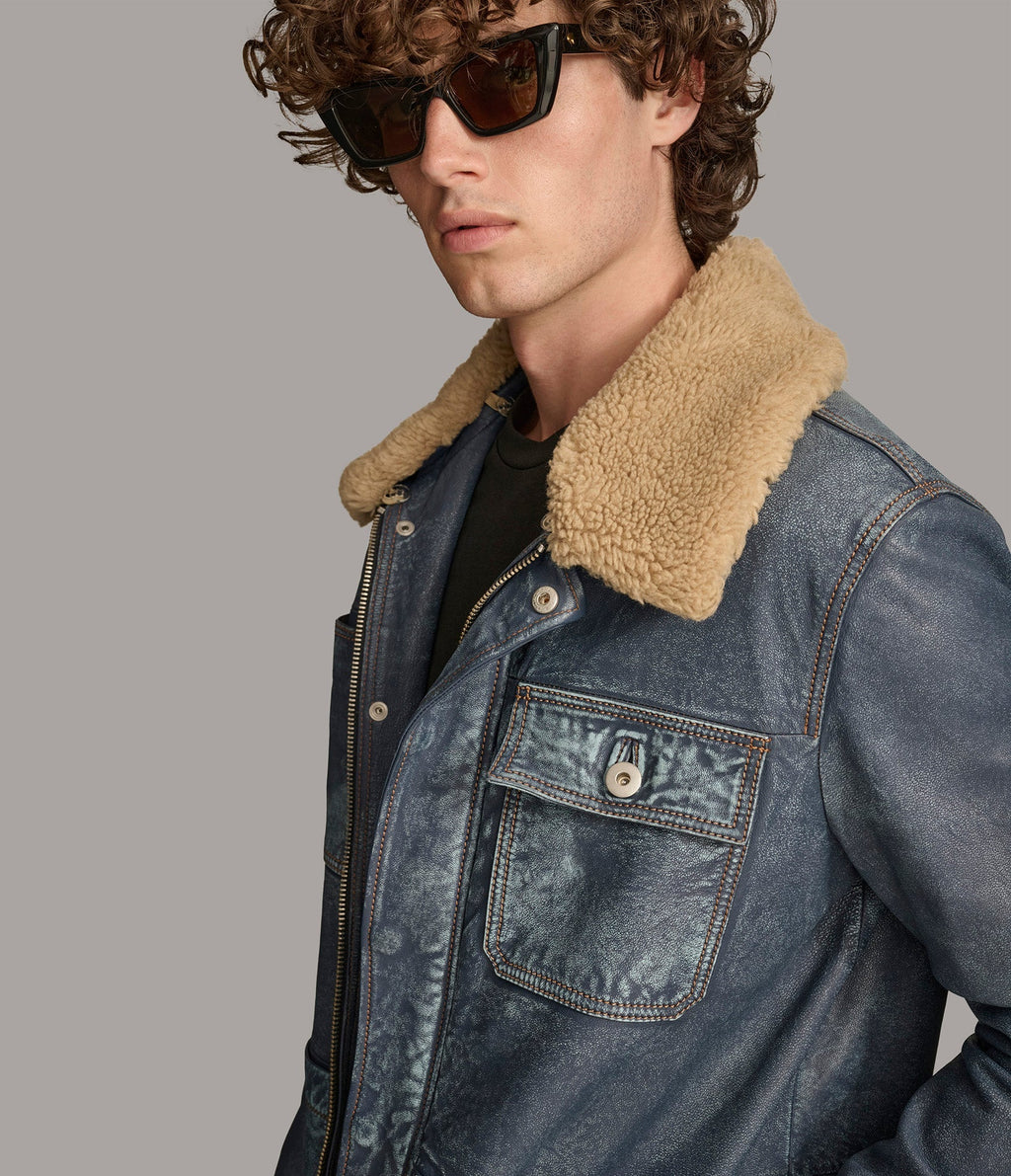 Wesley Leather Denim Chore Jacket