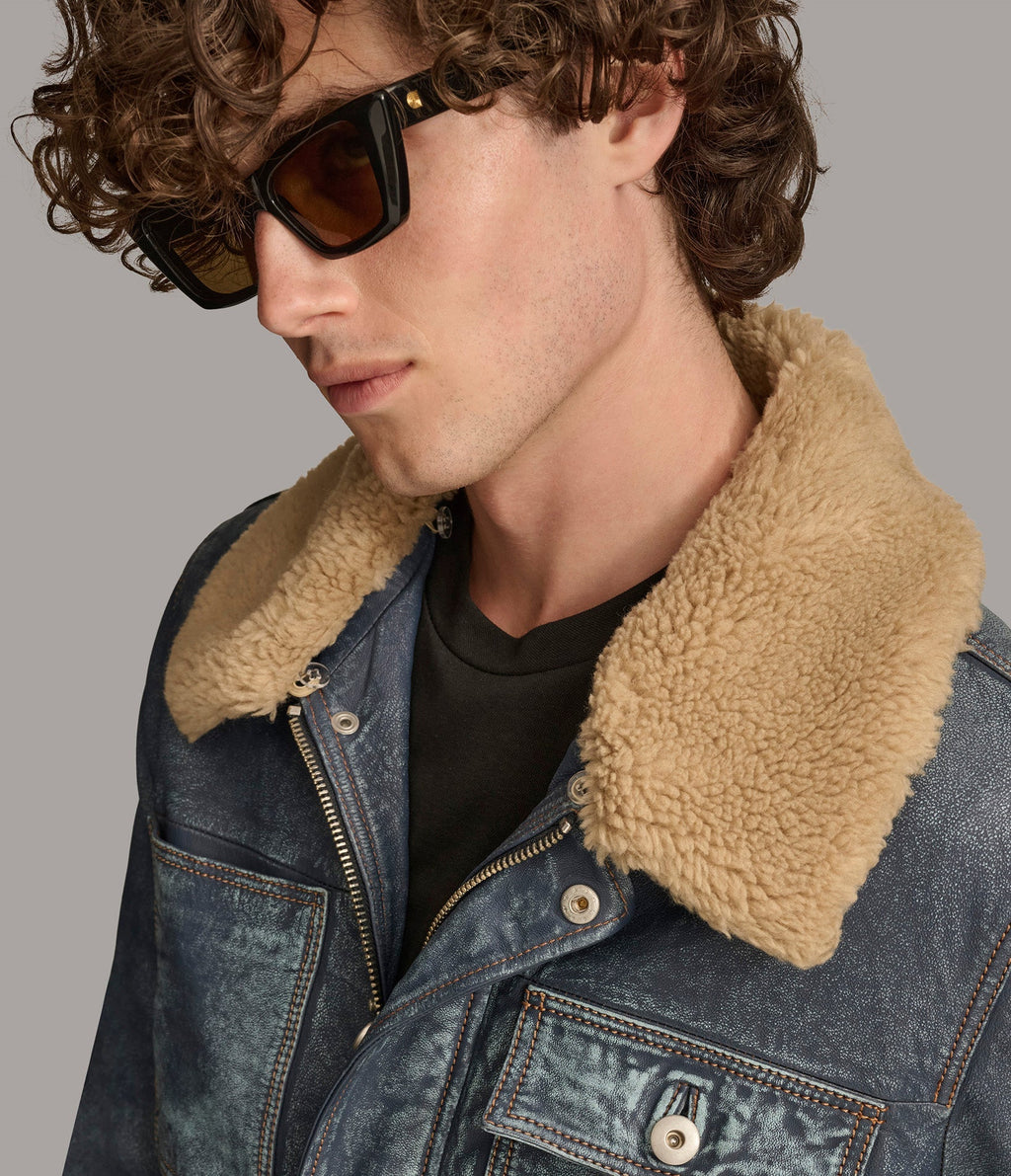 Wesley Leather Denim Chore Jacket