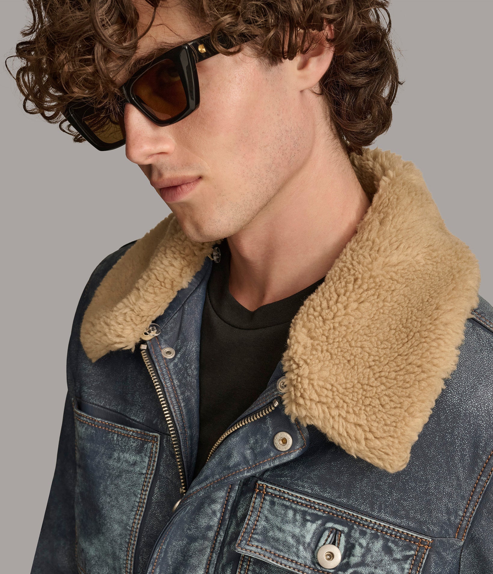 Wesley Leather Denim Chore Jacket