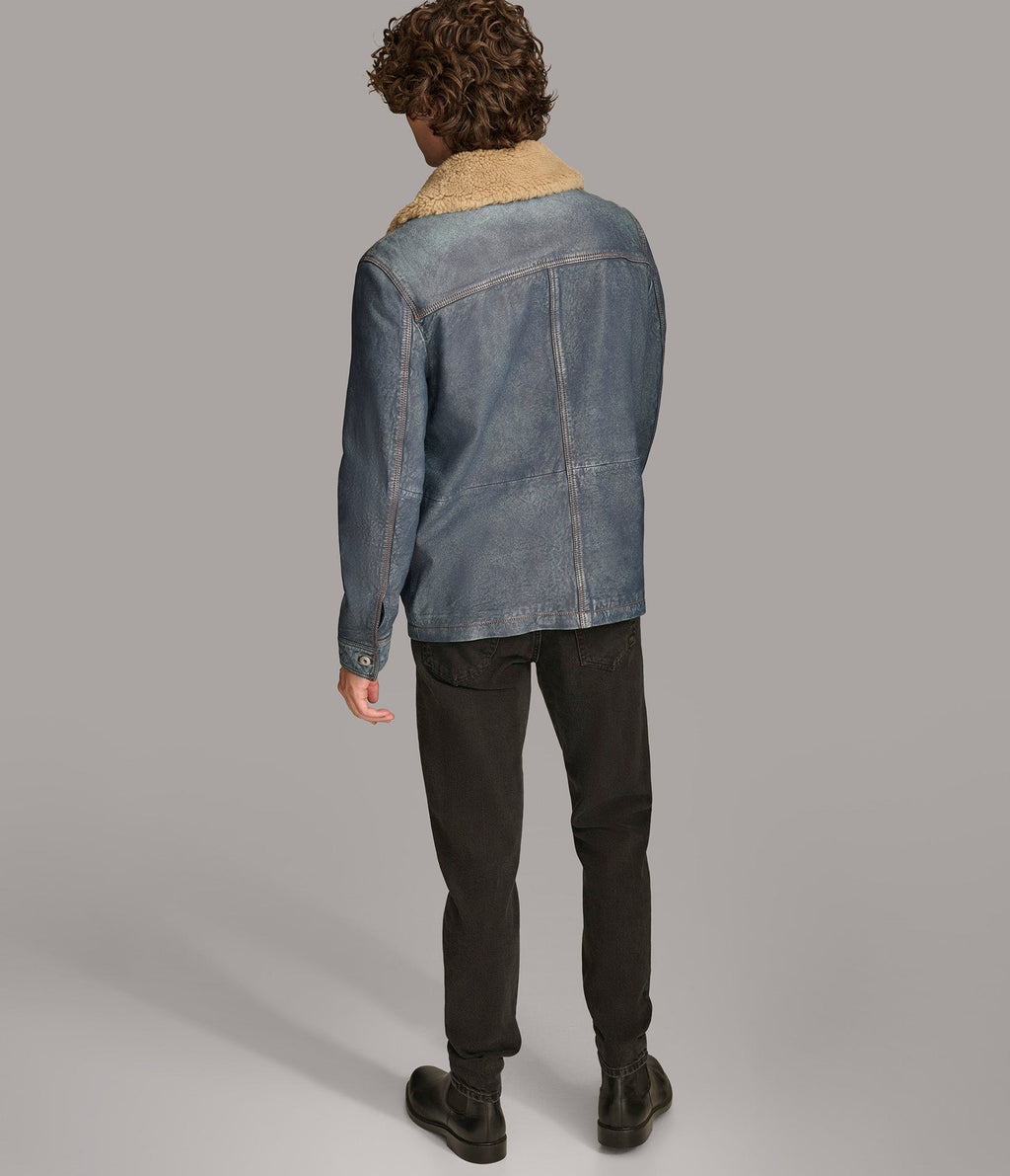 Wesley Leather Denim Chore Jacket