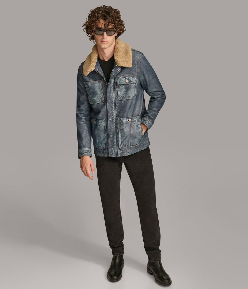 Wesley Leather Denim Chore Jacket