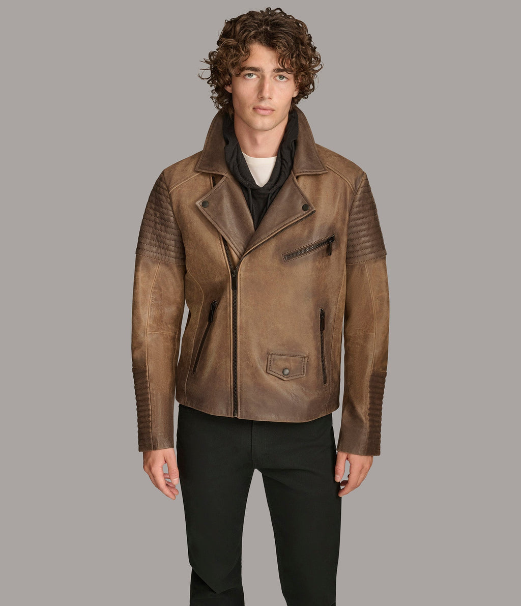 Dom Padded Leather Moto Jacket
