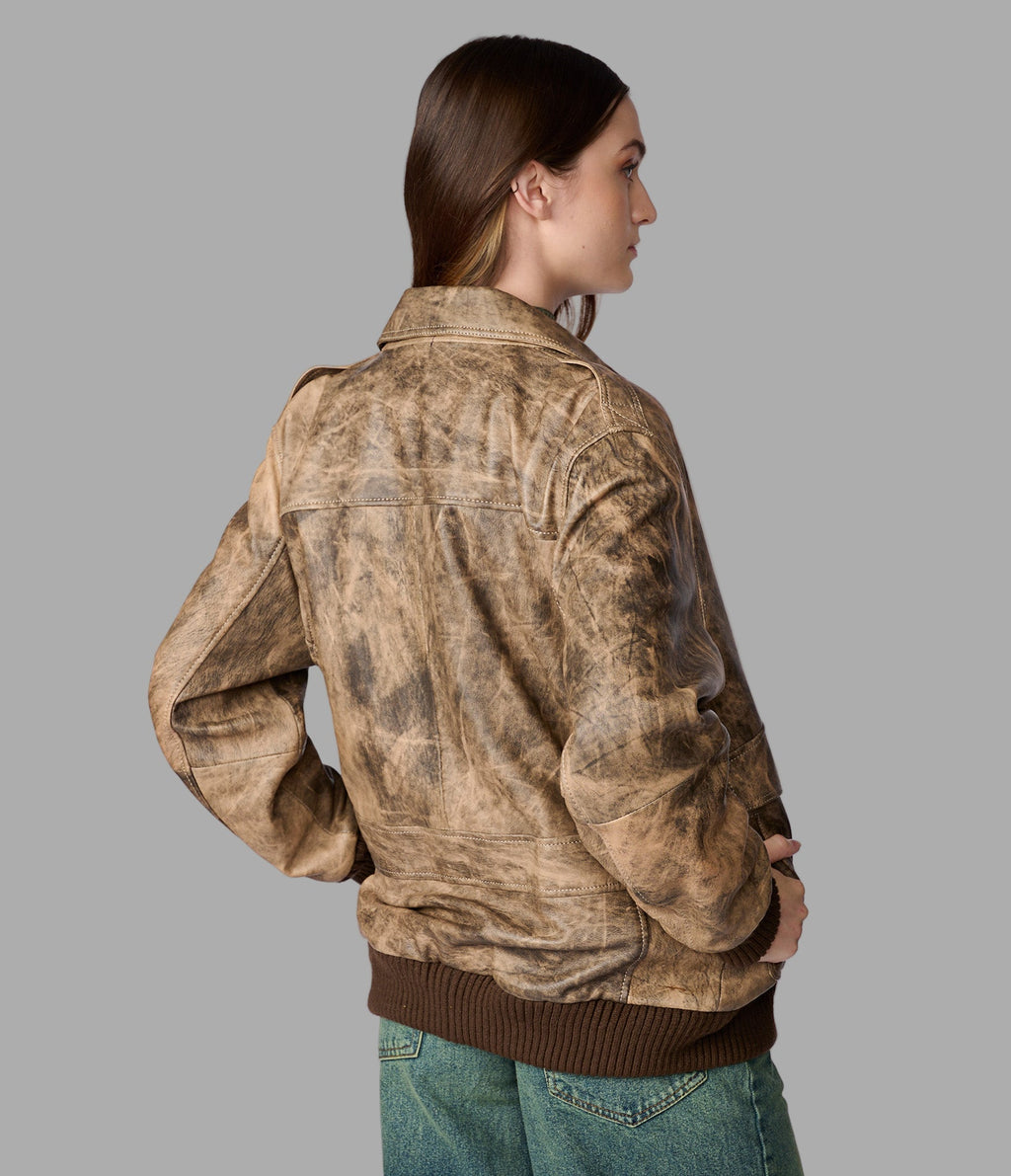 Cassidy Oversized Leather Bomber Jacket