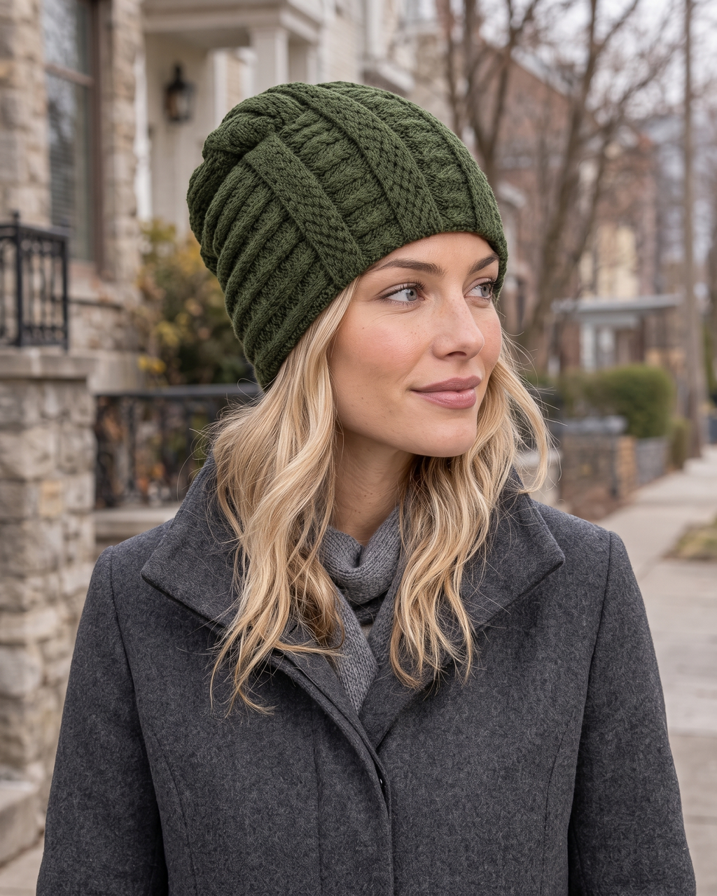 Women's Soft Stretch Knit Beanie — Green — lifestyle — wb-gender-final-193