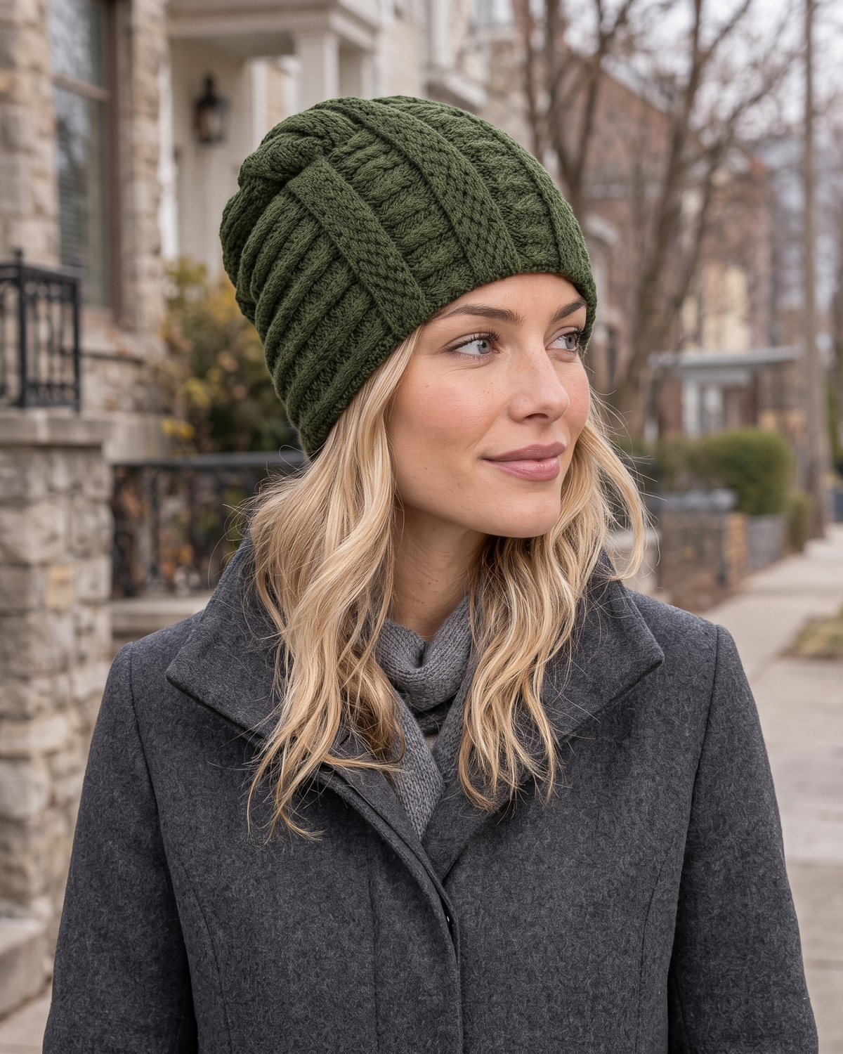 Women's Soft Stretch Knit Beanie — Green — lifestyle — wb-gender-final-193