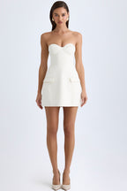 Women's Strapless Structured Tulip Mini Dress in Vanilla — Dress
