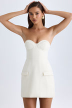 Women's Strapless Structured Tulip Mini Dress in Vanilla — Dress