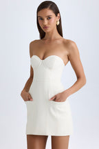 Women's Strapless Structured Tulip Mini Dress in Vanilla — Dress