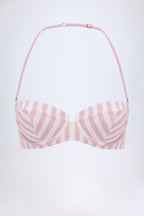 Women's Underwired Halterneck Balconette Bikini Top in Mauve Stripe — Swimwear