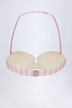 Women's Underwired Halterneck Balconette Bikini Top in Mauve Stripe — Swimwear