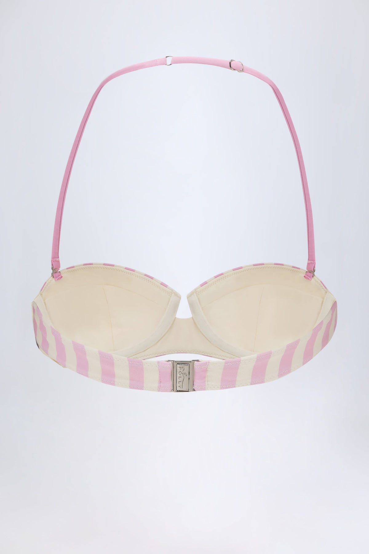Women's Underwired Halterneck Balconette Bikini Top in Mauve Stripe — Swimwear