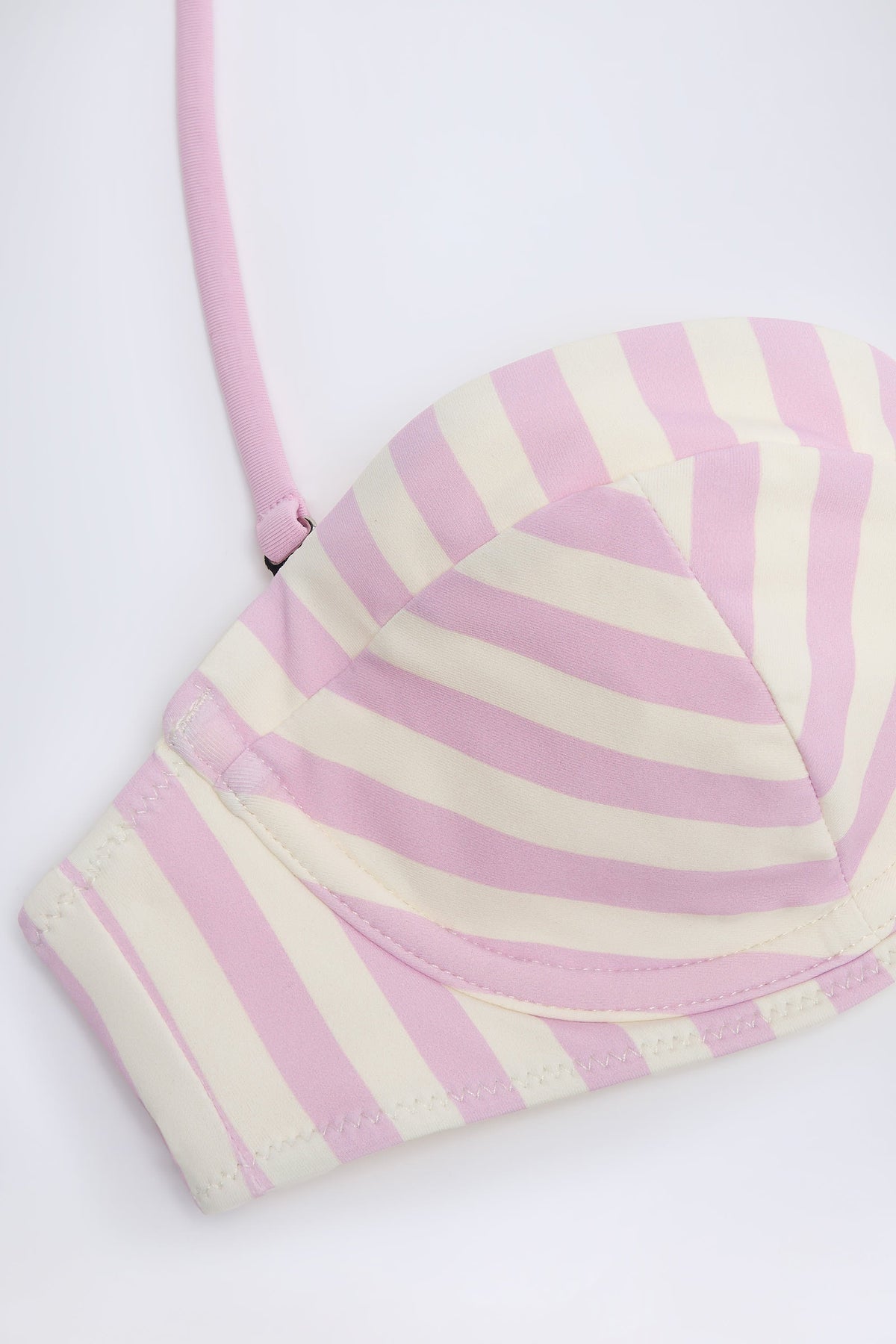 Women's Underwired Halterneck Balconette Bikini Top in Mauve Stripe — Swimwear