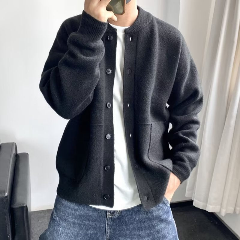 Men's Wool-Blend Button-Front Cardigan