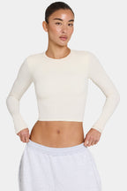 Women's ButterCloud Long-Sleeve Crop Top in Coconut