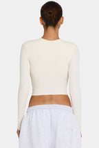 Women's ButterCloud Long-Sleeve Crop Top in Coconut