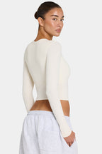 Women's ButterCloud Long-Sleeve Crop Top in Coconut