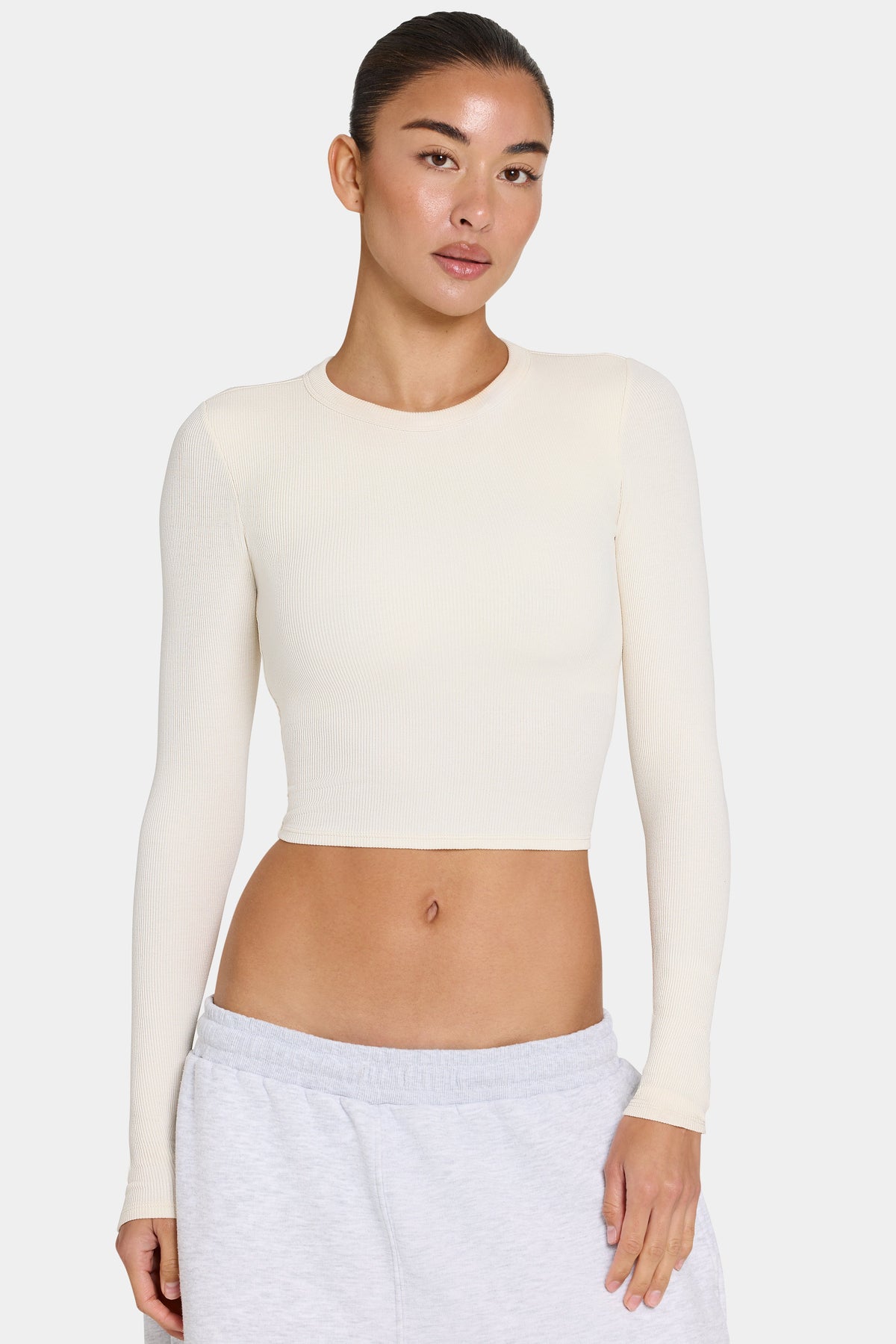 Women's ButterCloud Long-Sleeve Crop Top in Coconut