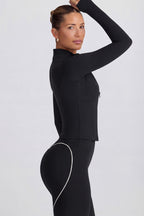 Women's Soft Active Zip-Up Jacket in Black — Activewear